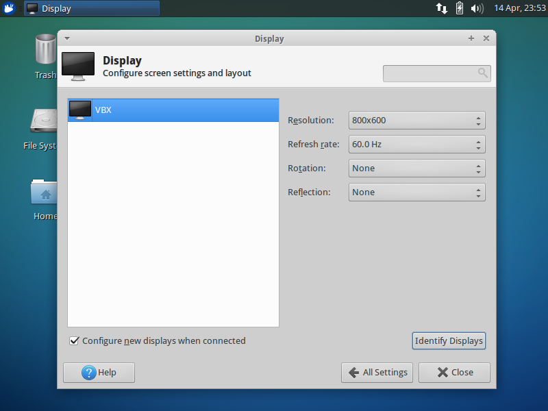 The Xfce Display Settings can now automatically configure a newly connected display.