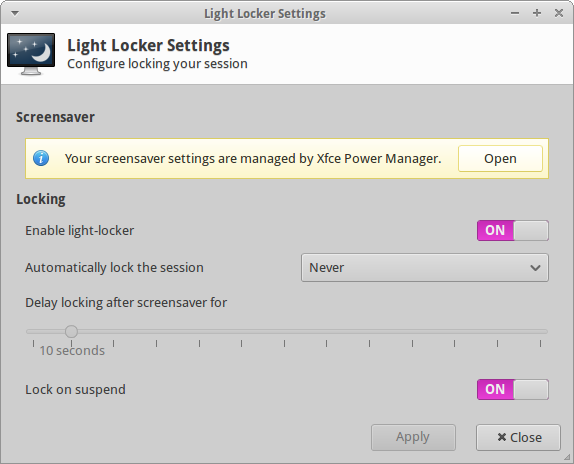 Light Locker Settings can now integrate with other screensaver managers.