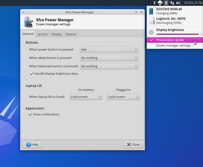 Xfce Power Manager replaces the Power Indicator for Xubuntu 14.10